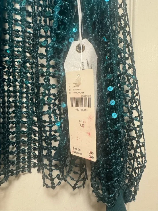 Pilcro Teal Sequin Mesh Jersey Long-Sleeve Top - Picture 8 of 16